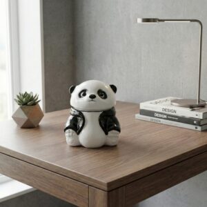 "Cool Panda" Serisi: Kapaklı ve Gizli Bölmeli Dekoratif Taş Tozu Küllük / Çok Amaçlı Organizer Kutu