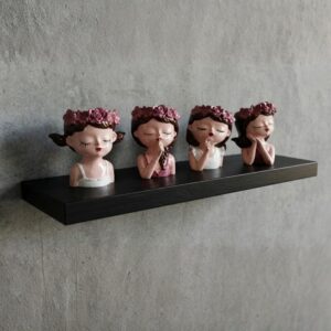 4'lü "Sevimli Kızlar" Serisi: Çiçek Taçlı Dekoratif Taş Tozu Sukulent ve Kaktüs Saksı Seti