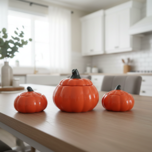 EnTarzHome "Grand Harvest" Serisi: 2'li Büyük Boy (17 cm) Taş Tozu Balkabağı Saklama Seti